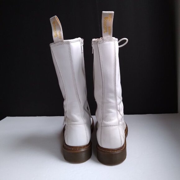 Vintage Dr Martens White Leather 'Deathmoth' Garden 14 Eyelet Zip Boot US Sz 9 - Picture 11 of 16